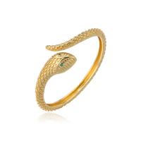 Cubic Zirconia Micro Pave Brass Finger Ring, Snake, 18K gold plated, micro pave cubic zirconia, 54mm 