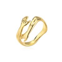 Brass Cuff Finger Ring, Hand, gold color plated, Adjustable & for woman, 8mm 