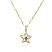 Brass Cubic Zirconia Necklace, Star, 18K gold plated, micro pave cubic zirconia & for woman Approx 17.72 Inch 