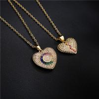 Cubic Zircon Micro Pave Brass Necklace, Heart, 18K gold plated & micro pave cubic zirconia & for woman Approx 17.72 Inch 