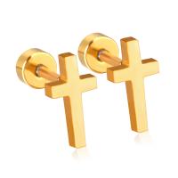 Stainless Steel Stud Earring, Cross, plated, fashion jewelry & Unisex 