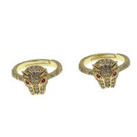 Cubic Zirconia Micro Pave Brass Finger Ring, Adjustable & Unisex & micro pave cubic zirconia, golden 