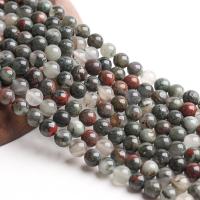 Afrikanischer Blutstein Perle, rund, poliert, DIY, gemischte Farben, Länge:38 cm, verkauft von Tasche