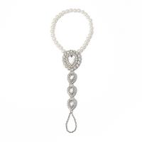 Fashion Toe Anklet, Zinc Alloy, with pearl, plated, for woman & with rhinestone, silver color cm 