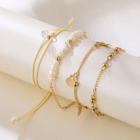 Zinc Alloy Pearl Bracelets, bracelet, with pearl, plated, 4 pieces & for woman, golden 