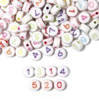 Acryl Zahlen Perlen, rund, DIY & mit einem Muster von Nummer & mit Brief Muster, 100PCs/Tasche, verkauft von Tasche