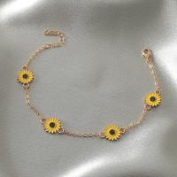 Zinc Alloy Anklet, Sunflower, plated, fashion jewelry & for woman & enamel 