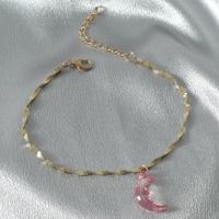 Fashion Jewelry Anklet, Acrylic, Moon, for woman, golden 