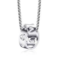 Titanium Steel Jewelry Necklace, with 3mm extender chain, polished, with heart pattern & rolo chain & for man & hollow, silver color Approx 23.62 Inch 