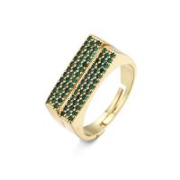 Cubic Zirconia Micro Pave Brass Finger Ring, 18K gold plated, Adjustable & micro pave cubic zirconia & for woman 9mm 
