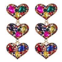 Zinc Alloy Rhinestone Drop Earring, Heart, plated, fashion jewelry & for woman & with rhinestone 