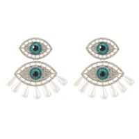 Zinc Alloy Rhinestone Drop Earring, with Plastic Pearl, Eye, fashion jewelry & for woman & with rhinestone 