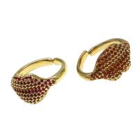 Brass Cuff Finger Ring, Lip, Adjustable & micro pave cubic zirconia & for woman 