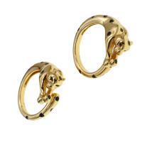Brass Cuff Finger Ring, Leopard, Adjustable & for woman & enamel, golden 