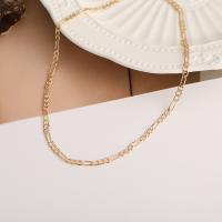 Zinc Alloy Chain Necklace, plated, fashion jewelry & figaro chain & for woman, golden 