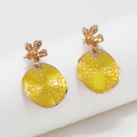 Enamel Zinc Alloy Drop Earring, plated, fashion jewelry & for woman, yellow 