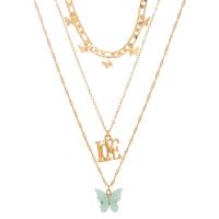 Fashion Multi Layer Necklace, Zinc Alloy, Butterfly, gold color plated, for woman, golden, nickel, lead & cadmium free 