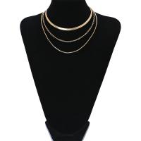 Fashion Multi Layer Necklace, Brass, with 5cm extender chain, gold color plated, three layers & for woman, golden Approx 13 Inch 