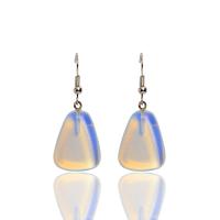 Sea Opal Drop Earring, with Zinc Alloy, for woman, white 
