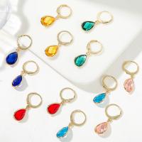 Crystal Drop Earring, with Zinc Alloy, Teardrop, 6 pieces & for woman & faceted, multi-colored 