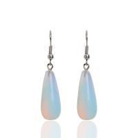 Sea Opal Drop Earring, with Zinc Alloy, Teardrop, for woman, white 