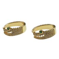 Brass Cuff Finger Ring, Crocodile, Adjustable & micro pave cubic zirconia & for woman, golden 