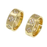 Cubic Zirconia Micro Pave Brass Finger Ring, Adjustable & micro pave cubic zirconia & for woman, golden 