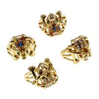 Cubic Zirconia Micro Pave Brass Finger Ring, Frog, Adjustable & micro pave cubic zirconia & for woman 