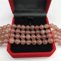 Strawberry Quartz Perle, rund, poliert, DIY, Rosa, Länge:38 cm, verkauft von Strang
