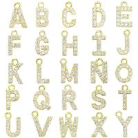 Colgante de Micro Pavé de Zirconía Cúbica, metal, Carta del alfabeto, chapado, micro arcilla de zirconia cúbica, dorado, Vendido por UD