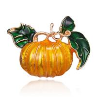 Halloween Brooch, Zinc Alloy, Pumpkin, Halloween Jewelry Gift & for woman & enamel, mixed colors 