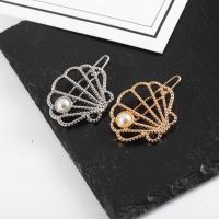 Hair Clip, Zinc Alloy, with Plastic Pearl, Shell, plated, fashion jewelry & for woman 