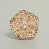 Anillo de dedo de aleación de Zinc, Joyería & para mujer & con diamantes de imitación, dorado, Vendido por UD