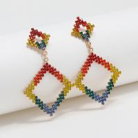 Zinc Alloy Rhinestone Drop Earring, fashion jewelry & for woman & with rhinestone, multi-colored 