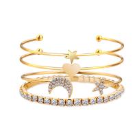 Zinc Alloy Cuff Bangle, plated, 4 pieces & fashion jewelry & for woman & with rhinestone nickel, lead & cadmium free 