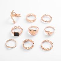 Zinc Alloy Ring Set, gold color plated, nine pieces & fashion jewelry & for woman & with rhinestone, golden, nickel, lead & cadmium free 
