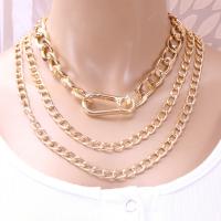 Fashion Multi Layer Necklace, Iron, with aluminum chain & Zinc Alloy, with 7cm extender chain, plated, three layers & Unisex & curb chain Approx 19 Inch 
