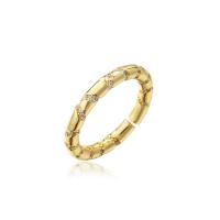 Brass Cuff Finger Ring, 18K gold plated, Adjustable & micro pave cubic zirconia & for woman 3mm 