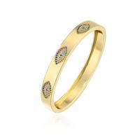 Brass Bangle, 18K gold plated, Adjustable & with eye pattern & micro pave cubic zirconia & for woman 60mm 