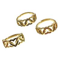 Cubic Zirconia Micro Pave Brass Finger Ring, Heart, Adjustable & micro pave cubic zirconia & for woman 