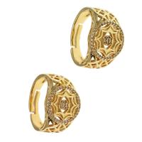 Zircon pavent l'anneau en laiton de doigt, Réglable & pavé de micro zircon & pour femme, doré Vendu par PC