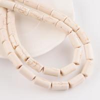 Howlite Beads, Column, polished, DIY, white cm 