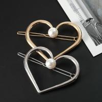 Hair Clip, Zinc Alloy, with Plastic Pearl, plated, fashion jewelry & for woman 