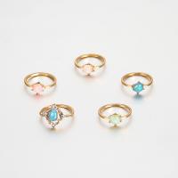 Zinc Alloy Ring Set, with Artificial Opal, fashion jewelry & for woman, mixed colors 