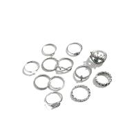 Zinc Alloy Ring Set, plated, 12 pieces & fashion jewelry & for woman & with rhinestone, original color 