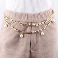 aluminum chain Waist Chain, with Plastic Pearl, plated, Double Layer & curb chain & for woman Approx 29 Inch 