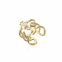 metal Anillo de dedo Cuff, 18K chapado en oro, Ajustable & micro arcilla de zirconia cúbica & para mujer & hueco, Vendido por UD
