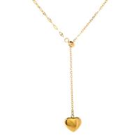 Titanium Steel Jewelry Necklace, with 1.97inch extender chain, Heart, 18K gold plated, fashion jewelry & for woman .11 Inch 