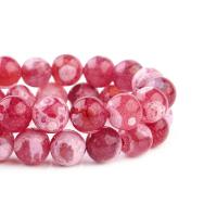 Natürliche Feuerachat Perlen, Drachenvenen Achat, rund, poliert, DIY, rot, Länge:38 cm, verkauft von Strang