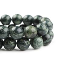 Jaspis Kambaba Perlen, Kambaba+Jasper, rund, poliert, DIY, grün, Länge:38 cm, verkauft von Strang